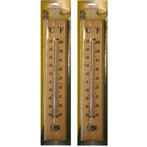 Set van 2x houten thermometers voor binnen en buiten 40 cm