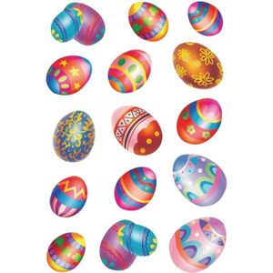 30x Gekleurde paaseieren stickers met glitters - Pasen thema - kinderstickers - stickervellen - knutselspullen