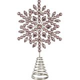 Christmas Decoration piek - ster vorm - lichtroze met steentjes - 23 cm