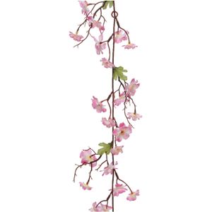 Everlands Kunstbloem/bloesem takken slinger - roze - 187 cm