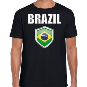 Brazilie landen t-shirt zwart heren - Braziliaanse landen shirt / kleding - EK / WK / Olympische spelen Brazil outfit