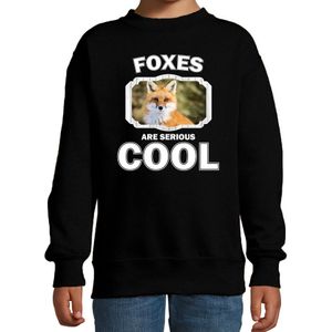 Dieren vossen sweater zwart kinderen - foxes are serious cool trui jongens/ meisjes - cadeau vos/ vossen liefhebber - kinderkleding / kleding