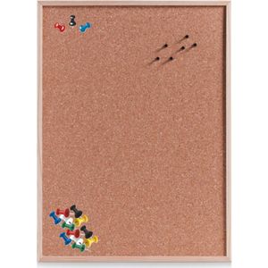 Zeller Prikbord van kurk - 60 x 80 cm - inclusief 25x gekleurde punt punaises - Kantoor/thuis - memobord