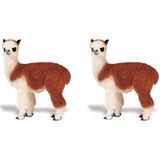 3x stuks plastic speelgoed dieren figuur alpaca 9 cm