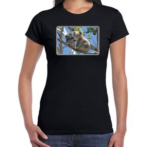 Dieren shirt met koalaberen foto - zwart - voor dames - Australische dieren/ koala cadeau t-shirt / kleding