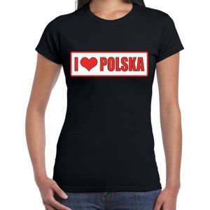 I love Polska / Polen landen t-shirt zwart dames - Polen landen shirt / kleding - EK / WK / Olympische spelen outfit