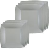 Santex Feest/verjaardag bordjes set - 20x stuks - zilver - 18 cm en 23 cm