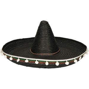 Zwarte sombrero 60 cm voor volwassenen - Carnaval verkleed hoeden