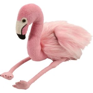 Pluche knuffel dieren roze Flamingo van ongeveer 20 cm - Speelgoed vogels knuffelbeesten
