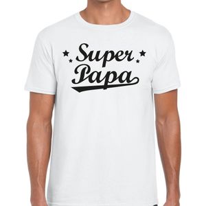 Super papa t-shirt wit voor heren -  wit  super papa cadeaushirt - vaderdag shirt