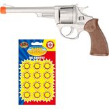 Cowboy speelgoed revolver/pistool metaal 8 schots met 12x plaffertjes