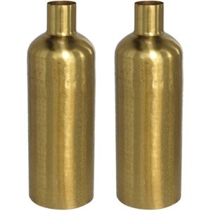 Gerim - 2x Bloemenvaas flessen vorm van metaal 30 x 10.5 cm metallic goud