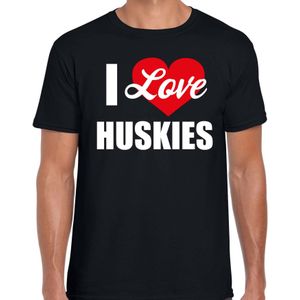 I love Huskies honden t-shirt zwart - heren - Husky liefhebber cadeau shirt