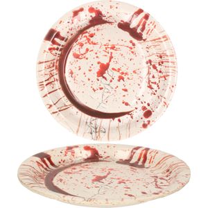 Thema feest papieren bordjes bloederige print 12x stuks - Halloween tafeldecoratie/wegwerp servies