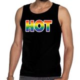 Hot tanktop/mouwloos shirt - zwart regenboog homo singlet voor heren - gay pride