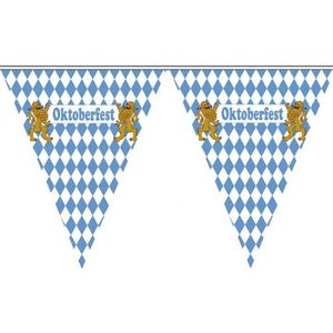 Vlaggenlijnen Oktoberfest 5 meter - Bierfeest feestartikelen - Versiering decoratie vlaggetjes/slingers