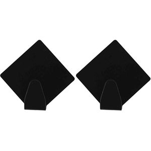 Excellent houseware - Zelfklevende rvs haakjes - zwart - set 6x stuks
