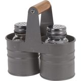 8x Excellent Houseware Peper en zout set in houder - glas/staal - Voor horeca/restaurant