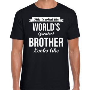 Worlds greatest brother cadeau t-shirt zwart voor heren - verjaardag kado shirt voor een broer / broertje / broers