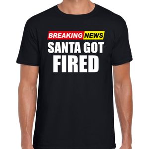 Bellatio Decorations Foute humor Kerst t-shirt - breaking news fired - heren - zwart
