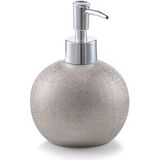 Zeller WC/toiletborstel in houder - zeeppompje - keramiek - zilver glitter