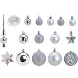 Kerstballen - 110 stuks - zilver - inclusief piek