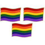 3x Regenboog gay pride kleuren metalen pin/broche/badge 4 cm - Regenboogvlag LHBT accessoires