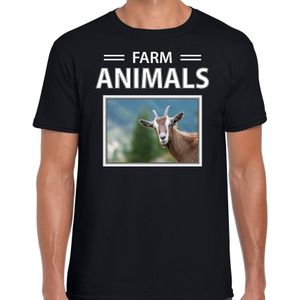 Dieren foto t-shirt Geit - zwart - heren - farm animals - cadeau shirt Geiten liefhebber