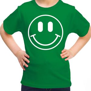 Bellatio Decorations Verkleed shirt meisjes - smiley - groen - carnaval - feestkleding voor kinderen