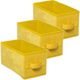 Set van 3x stuks opbergmand/kastmand 7 liter geel polyester 31 x 15 x 15 cm - Opbergboxen - Vakkenkast manden