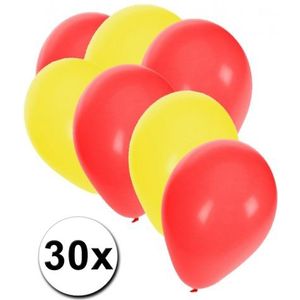 30x ballonnen geel en rood - 27 cm - gele / rode versiering