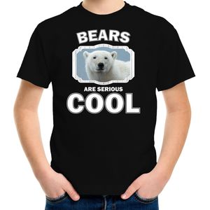 Dieren ijsberen t-shirt zwart kinderen - bears are serious cool shirt  jongens/ meisjes - cadeau shirt witte ijsbeer/ ijsberen liefhebber - kinderkleding / kleding