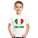 Italie kinder t-shirt met Italiaanse vlag in hart wit jongens en meisjes