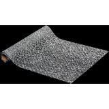 Atmosphera kerst tafelloper - zilver pailletten stof - 28 x 300 cm