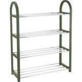 Metalen schoenenrek/schoenenstandaard 4-laags grijs 50 x 19 x 65 cm - Schoenen opbergen