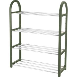 Metalen schoenenrek/schoenenstandaard 4-laags grijs 50 x 19 x 65 cm - Schoenen opbergen