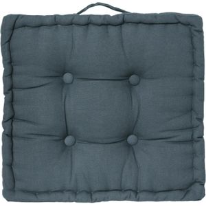 Atmosphera Vloerkussen Square - denim blauw - katoen - 40 x 40 x 8 cm - vierkant - Extra dik