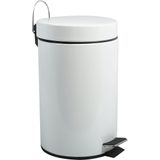 MSV Prullenbak/pedaalemmer - metaal - wit - 12 liter - 25 x 40 cm - Medium-size