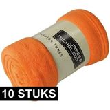 10x Fleece dekens/plaids oranje 120 x 160 cm - Woondeken - Fleecedekens