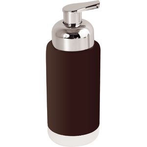 MSV Zeeppompje/dispenser Enzo - keramiek - donkerbruin/zilver - 6.5 x 18 cm - 275 ml