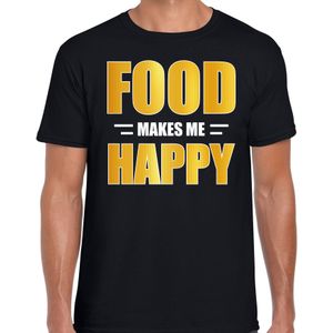 Food makes me happy / Eten maakt me gelukkig t-shirt zwart voor heren - voedsel shirt - themafeest / outfit