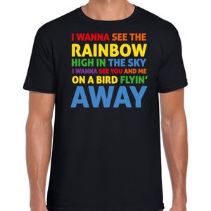 Bellatio Decorations Gay Pride t-shirt met tekst - heren - zwart - Rainbow - LHBTI/LHBTIQ