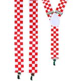 Brabant vlag thema kleur carnaval verkleedset rood/witte pet en bretels voor volwassenen