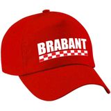 Brabant vlag thema kleur carnaval verkleedset rood/witte pet en bretels voor volwassenen