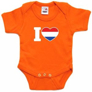 Oranje rompertje I love Holland baby - oranje babykleding