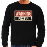 Warning bbq zone bbq / barbecue sweater zwart - cadeau trui voor heren - verjaardag / vaderdag kado