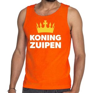 Oranje Koning Zuipen tanktop / mouwloos shirt - Singlet voor heren - Koningsdag kleding