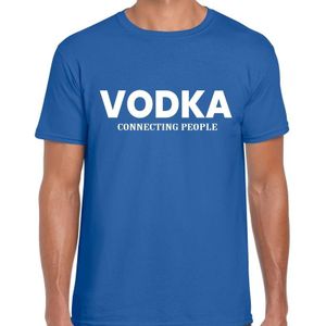 Vodka connecting people drank tekst t-shirt blauw voor heren - fout fun shirt
