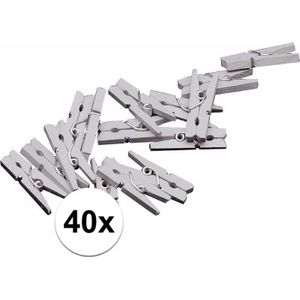 40x mini knijpertjes zilver - 2 cm - kleine/ mini knijpers