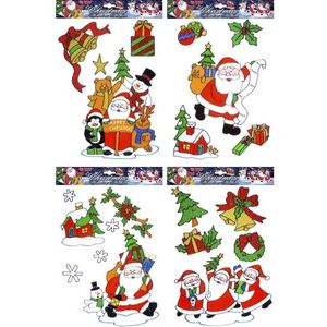 Kerst raamstickers kerstman plaatjes set - Raamdecoratie kerst - Kinder kerststickers